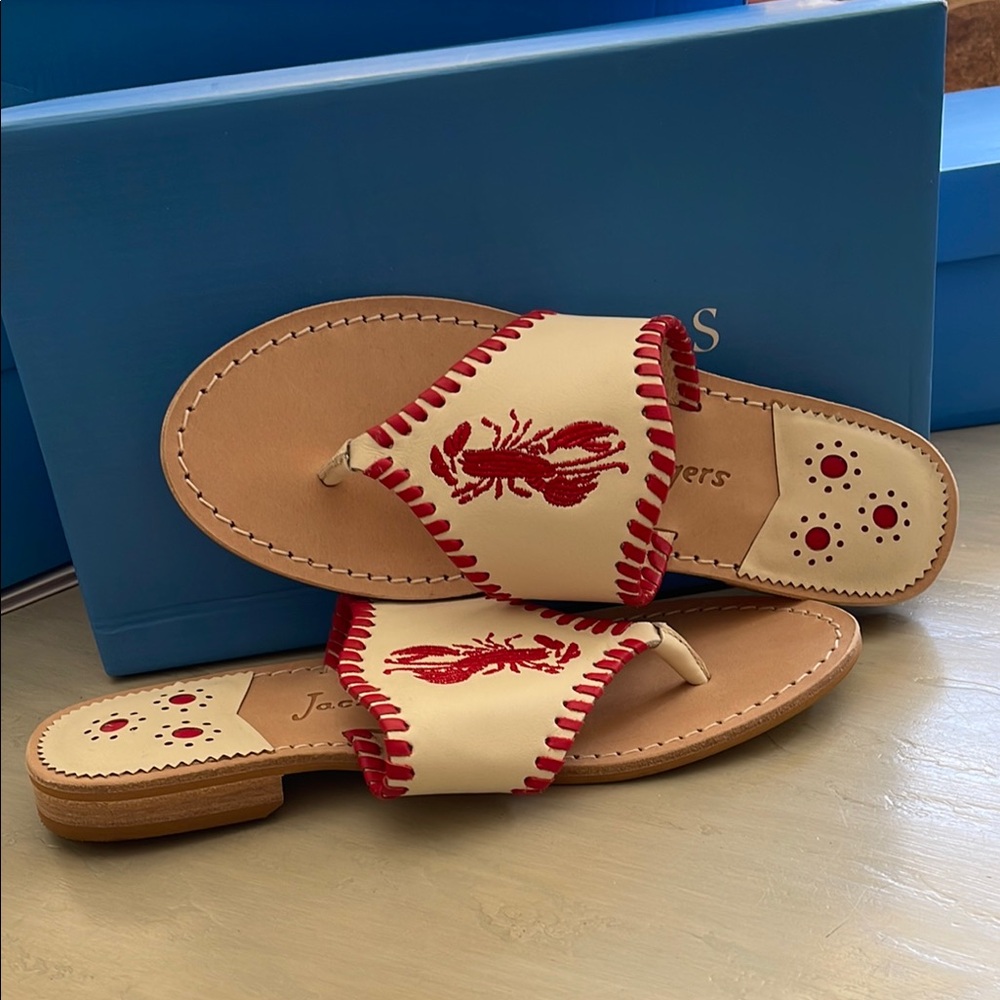 Jack Rogers Lobster Embroidered Sandals size 8 NWT